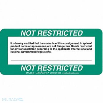 LABELMASTER Not Restricted Shipping Label PK500, 51ZH55