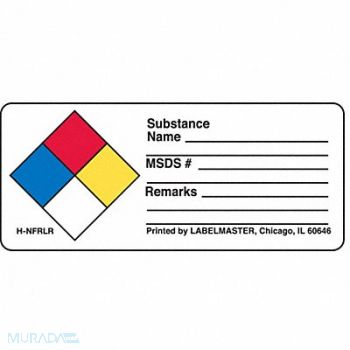 LABELMASTER NFPA Write-On Substance Name Label PK500, 51ZR40