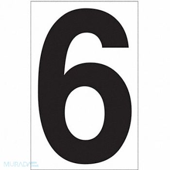 LABELMASTER White Vinyl 3.5 Numeral 6 DOT PK50, 51ZU58