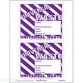 LABELMASTER Universal Waste Label Unruld PK25, 51ZV88