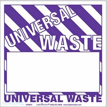 LABELMASTER Universal Waste Label Unruld Vinyl PK100, 51ZV92