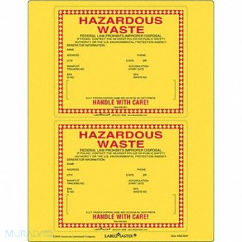 LABELMASTER Standard Waste Label Paper 6 x6 PK25, 51ZW16