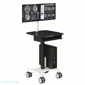 AFC INDUSTRIES Dual Monitor Medical Cart Black 58 H, 52AY28
