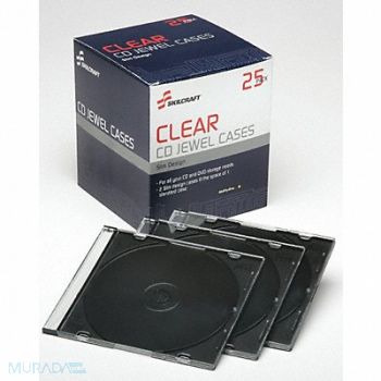 ABILITY ONE CD/DVD Slim Case Clear Capacity 1 PK25, 52CE91