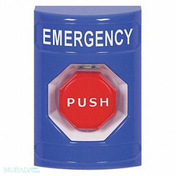 SAFETY TECHNOLOGY INTERNATIONAL Emergency Push Button Blue Red Button, 52CG49
