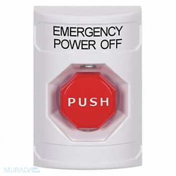SAFETY TECHNOLOGY INTERNATIONAL Emergency Power Off Push Button White, 52CG68