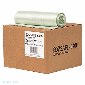 ECOSAFE-6400 Trash Bag 35 gal Green PK135, 52CG77