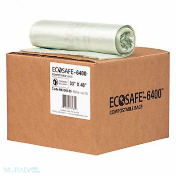 ECOSAFE-6400 Trash Bag 35 gal Green PK90, 52CG78