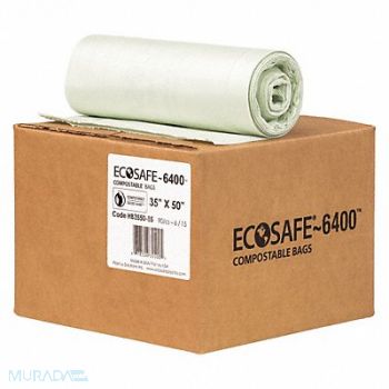 ECOSAFE-6400 Trash Bag 39 gal Green PK90, 52CG79