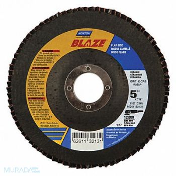 NORTON J5405 Fiber Disc 5 in Dia 7/8in Arbor 40 Grit, 52CH21