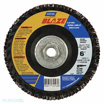 NORTON J5402 Fiber Disc 6 in Dia 5/8in Arbor 40 Grit, 52CH25