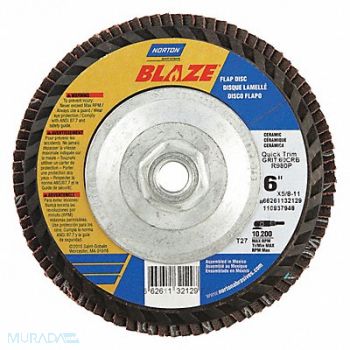 NORTON J5402 Fiber Disc 6 in Dia 5/8in Arbor 80 Grit, 52CH29