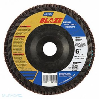 NORTON J5403 Fiber Disc 6 in Dia 7/8in Arbor 40 Grit, 52CH31