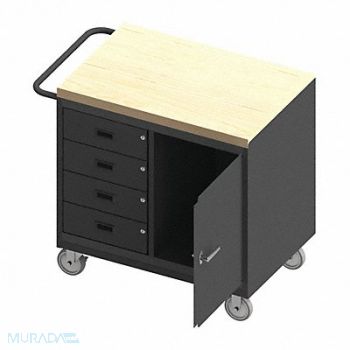 DURHAM MFG Mobile Cabinet Bench Maple 36 W 24 D, 52CK66