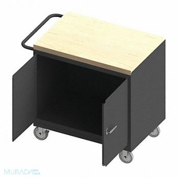 DURHAM MFG Mobile Cabinet Bench Maple 36 W 24 D, 52CK70
