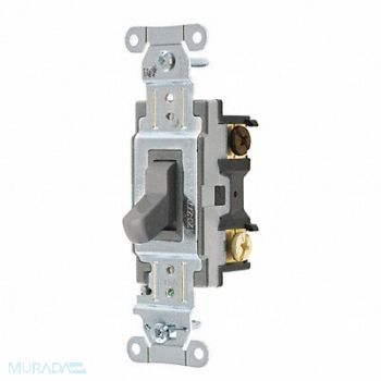 HUBBELL Wall Switch Gray 3-Way Type 1 to 2 HP, 52HF30