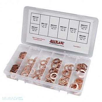 SUR R Brake Line Washer Assortment Kit Copper, 52HH33