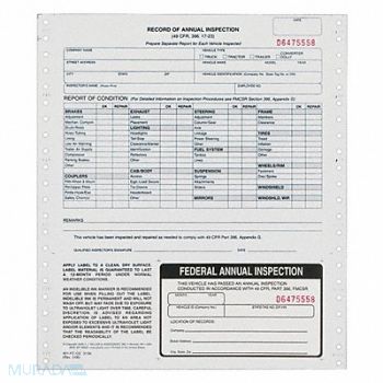 JJ KELLER Vehicle Inspection Form Carbonless PK10, 52HM40