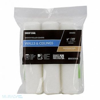 SHUR-LINE Roller Cover 9 L 3/8 Nap Woven PK3, 52JC12