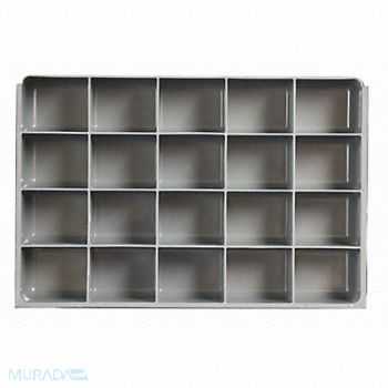 DURHAM MFG DrwInsrt Gry 20Cmptmnt PlyPrp Fit12 Box, 52JD29