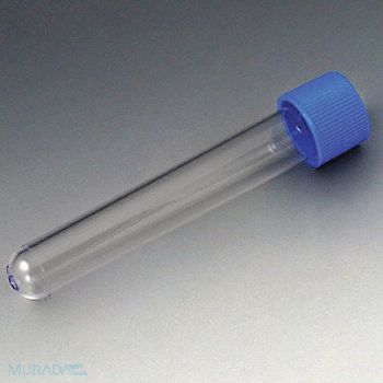 GLOBE SCIENTIFIC Test Tube with Cap 12mL 100mm L PS PK750, 52JV69