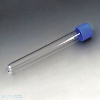 GLOBE SCIENTIFIC Test Tube with Cap 12mL 120mmL PS PK1000, 52JV70