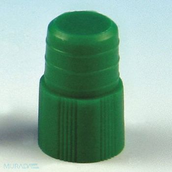 GLOBE SCIENTIFIC Plug Cap Polyethylene Green PK1000, 52JW89