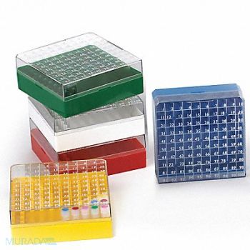 GLOBE SCIENTIFIC Cryogenic Vial Storage Box Red PK5, 52JX36