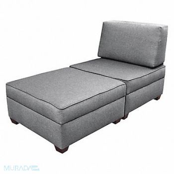 DUOBED Chaise Lounge 60 Wx18 H Gray Upholstery, 52NC20