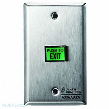 ALARM CONTROLS Exit Button Single Gang Stainless Steel, 52ND24