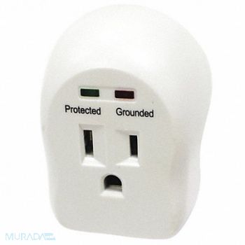 POWER FIRST Surge Plug Adapter Wht 5-15P 1875W, 52NY47