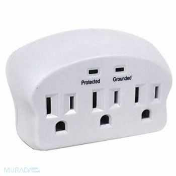 POWER FIRST Surge Plug Adapter Wht 5-15P 1875W, 52NY48