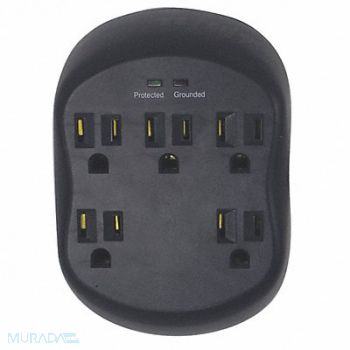 POWER FIRST Surge Plug Adapter Blk 5-15P 1875W, 52NY49