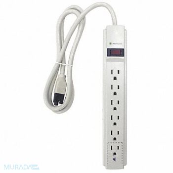 POWER FIRST Surge Protector Outlet Strip 4 ft White, 52NY52