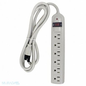 POWER FIRST Surge Protector Outlet Strip 6 ft White, 52NY55