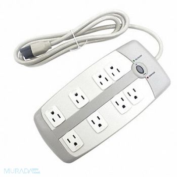 POWER FIRST Surge Protector Outlet Strip 6 ft White, 52NY57