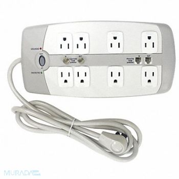 POWER FIRST Surge Protector Outlet Strip 6 ft White, 52NY59