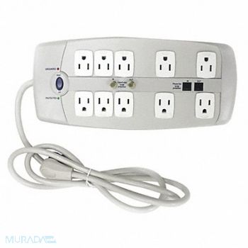 POWER FIRST Surge Protector Outlet Strip 6 ft White, 52NY61