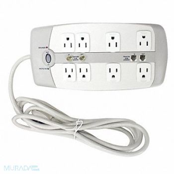 POWER FIRST Surge Protector Outlet Strip White, 52NY63