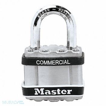 MASTER LOCK Keyed Padlock 13/16 in Rectangle Silver, 52TG75