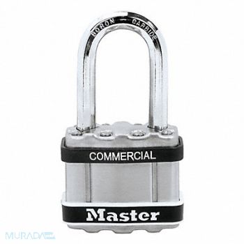 MASTER LOCK Keyed Padlock 13/16 in Rectangle Silver, 52TG76