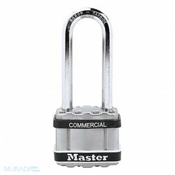 MASTER LOCK Keyed Padlock 13/16 in Rectangle Silver, 52TG77