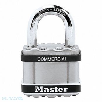 MASTER LOCK Keyed Padlock 15/16 in Rectangle Silver, 52TG78