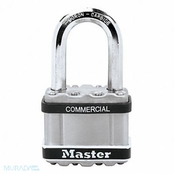 MASTER LOCK Keyed Padlock 15/16 in Rectangle Silver, 52TG79