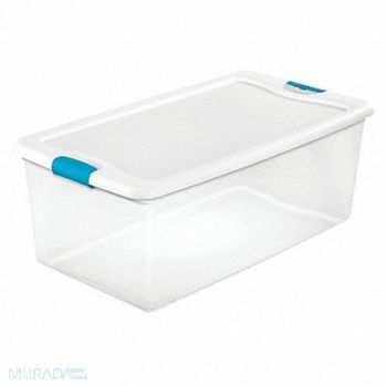 STERILITE Storage Tote Clear/White Polypropylene, 52VN76