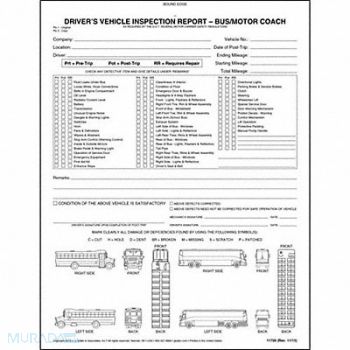 JJ KELLER Motor Coach Vehicle Inspection Report, 52VP20