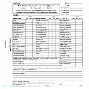 JJ KELLER NY Motor Coach Vehicle Inspection Report, 52VP21