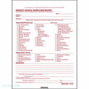 JJ KELLER Detailed Vehicle Inspection Report PK250, 52VP24