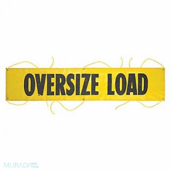 GRAINGER APPROVED Wide Load Banner Yellow 7 ft H 18 W, 52VP37