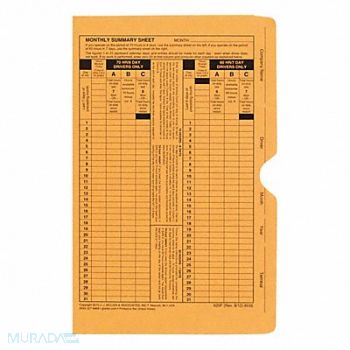 JJ KELLER Monthly Log Summary Envelopes, 52VP40